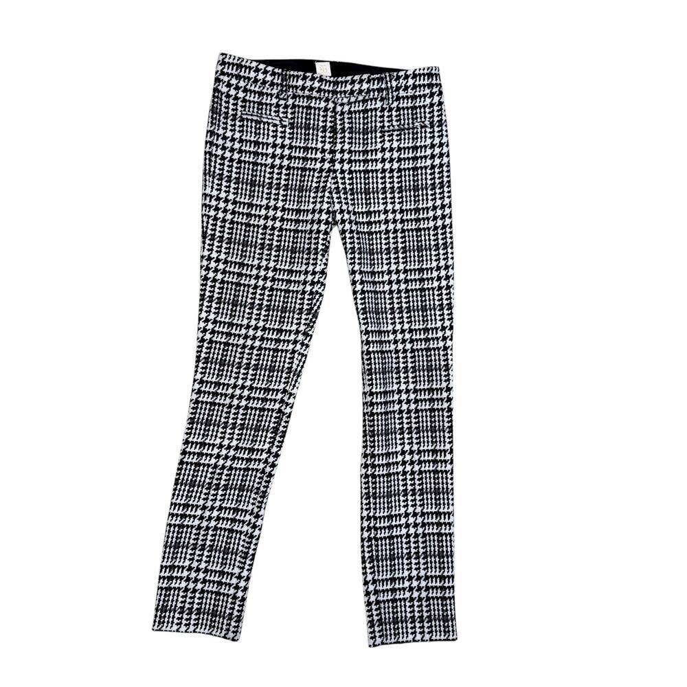 True Royal Houndstooth Black White Wool Blend Straight Leg Trousers Small